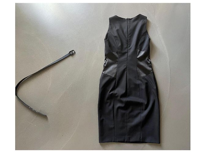 Vestido ajustado negro sin mangas de dos materiales talla 34-36 Pinko - vista 4