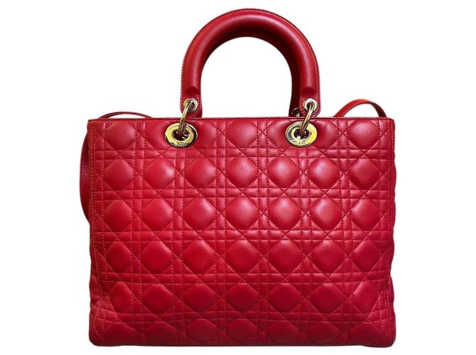 Borsa Lady Dior in pelle rossa - vista 3