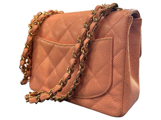 Borsa a spalla piccola in pelle caviar rosa Chanel del 2004 - vista 4