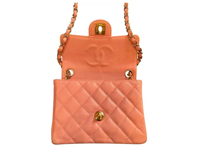 Borsa a spalla piccola in pelle caviar rosa Chanel del 2004 - vista 6