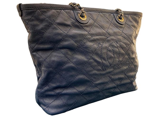 Borsa a mano in pelle grana blu trapuntata Chanel 2014 - vista 2