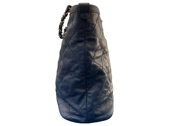Borsa a mano in pelle grana blu trapuntata Chanel 2014 - vista 3