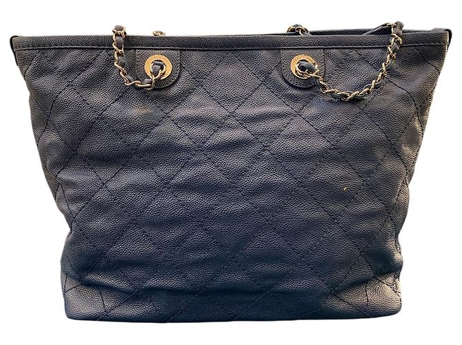 Borsa a mano in pelle grana blu trapuntata Chanel 2014 - vista 4