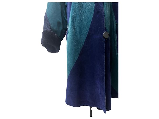 Jean Louis Scherrer Cappotto in pelliccia blu e verde Jean-Louis Scherrer - vista 2
