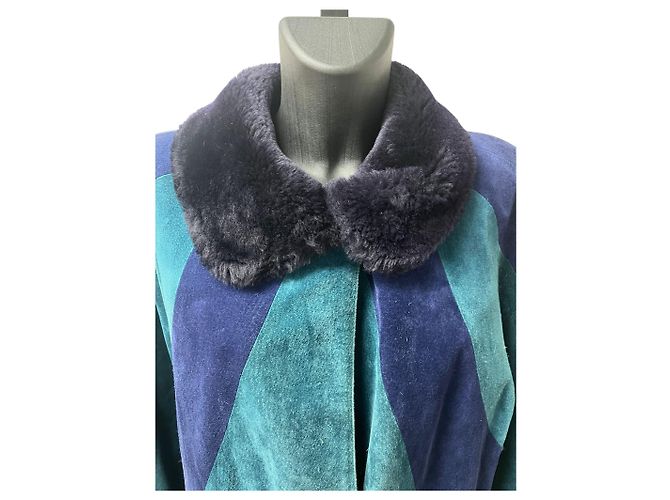 Jean Louis Scherrer Cappotto in pelliccia blu e verde Jean-Louis Scherrer - vista 5