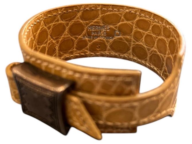 Correa de cuero de cocodrilo beige Hermès - vista 2