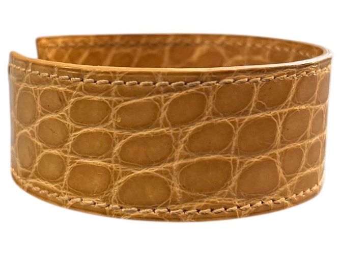 Correa de cuero de cocodrilo beige Hermès - vista 4