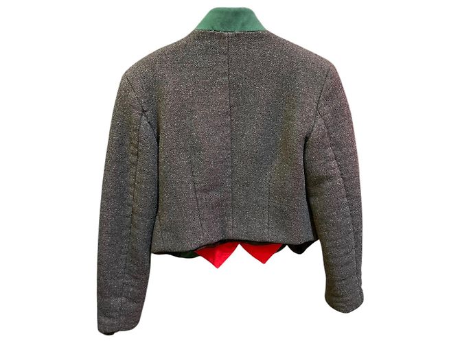 Giacca in lana Moschino in grigio, verde e rosso&nbsp; - vista 2