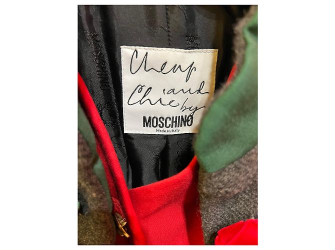Giacca in lana Moschino in grigio, verde e rosso&nbsp; - vista 3