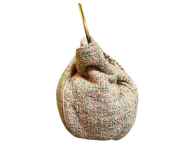 Borsa in tweed Chanel rosa e verde 2005 - vista 2