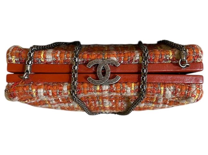 Chanel Schultertasche aus orange-beigem Tweed (Pre-Fall 2016 Paris-Rom) - Ansicht 5