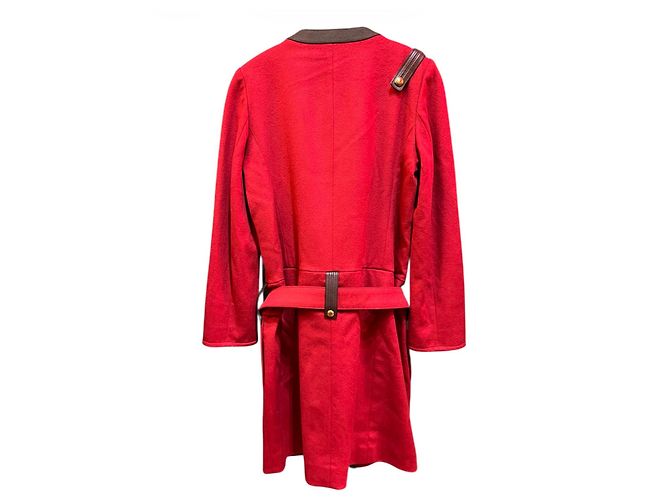Cappotto lungo in lana rosso e oro Gucci - vista 3