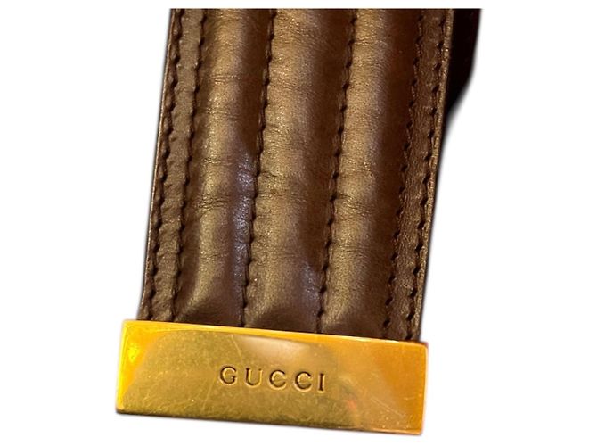 Cappotto lungo in lana rosso e oro Gucci - vista 4
