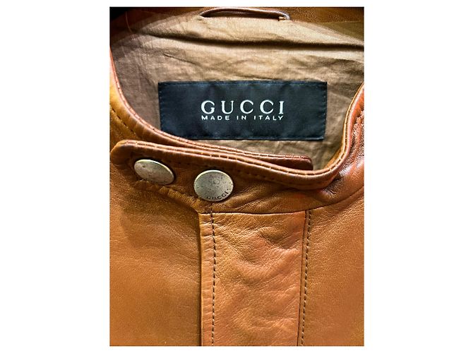 Braune und beige Gucci Freizeit-Lederjacke - Ansicht 5