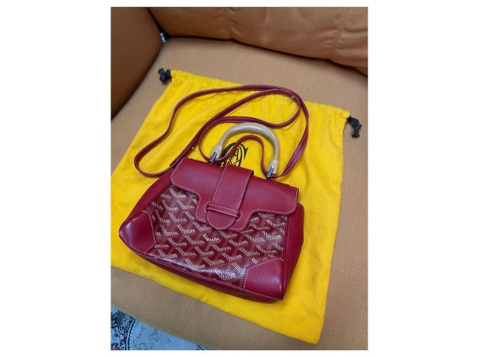 Goyard Mini Saigon in pelle rossa morbida e tela Goyardine - vista 3
