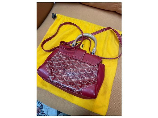 Goyard Mini Saigon in pelle rossa morbida e tela Goyardine - vista 4