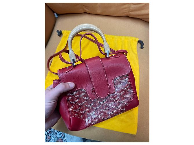 Goyard Mini Saigon in pelle rossa morbida e tela Goyardine - vista 6