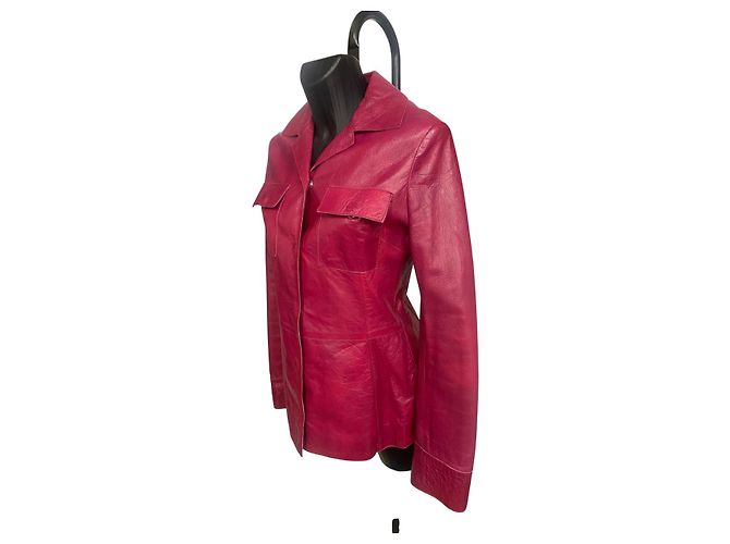 Dolce & Gabbana Dolce&Gabbana Cherry Pink Leather Jacket - view 2