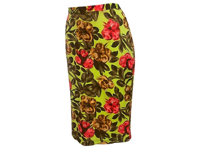 Falda de seda con estampado floral verde Dolce & Gabbana - vista 2