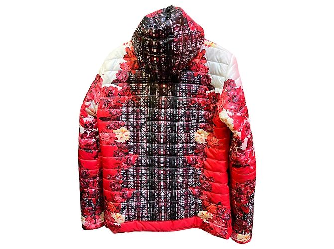 Roberto Cavalli Down Jacket with Red Floral Pattern - view 2