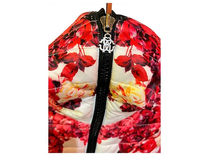 Roberto Cavalli Down Jacket with Red Floral Pattern - view 3