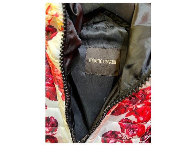 Roberto Cavalli Down Jacket with Red Floral Pattern - view 4