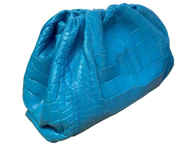 Pochette blu chiaro Bottega Veneta in pelle di coccodrillo - vista 2