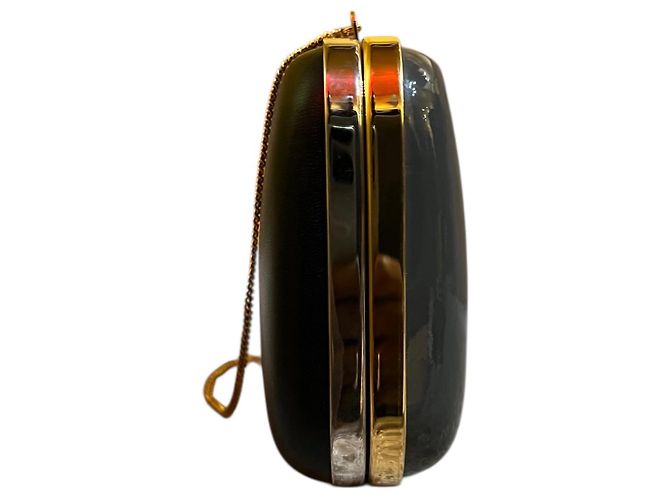Borsa a Spalla Fendi in Pelle Nera e Grigia con Catena Dorata - vista 2