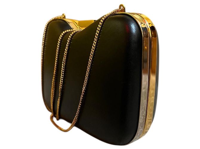 Borsa a Spalla Fendi in Pelle Nera e Grigia con Catena Dorata - vista 3