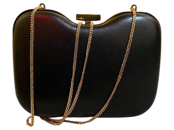 Borsa a Spalla Fendi in Pelle Nera e Grigia con Catena Dorata - vista 4