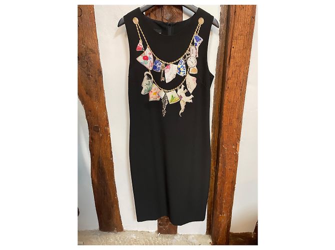 Vestido negro sin mangas Boutique Moschino con estampado de collar trompe l'oeil - vista 2
