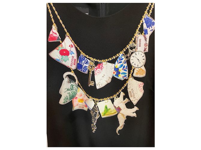 Vestido negro sin mangas Boutique Moschino con estampado de collar trompe l'oeil - vista 3