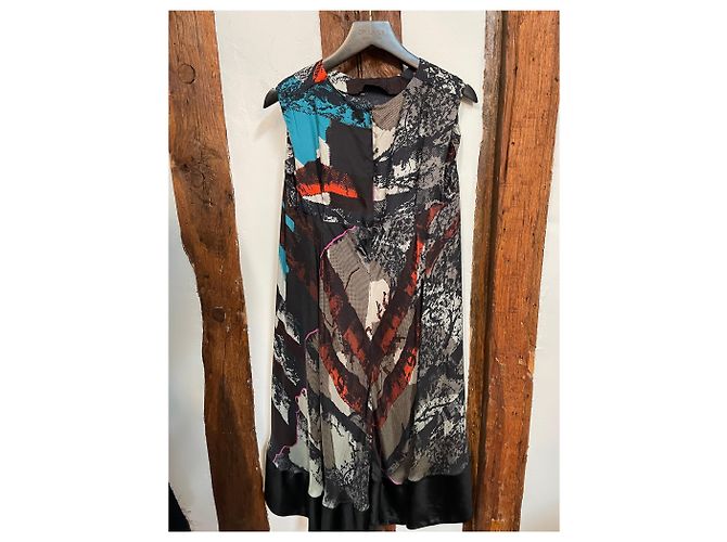 Vestido de seda impresa Balenciaga París Gráfico abstracto Sin mangas - vista 2