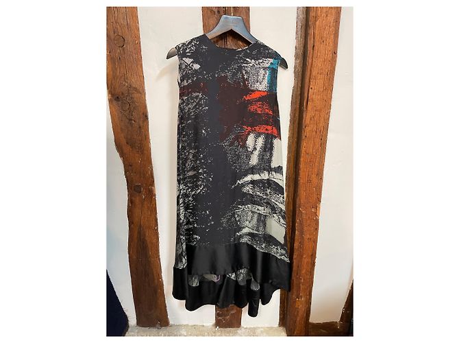 Vestido de seda impresa Balenciaga París Gráfico abstracto Sin mangas - vista 3