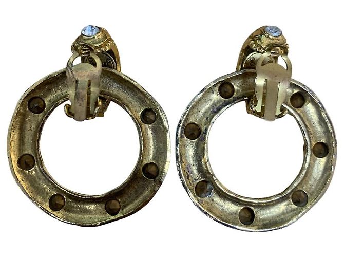Timeless Orecchini a cerchio Chanel con strass - vista 2