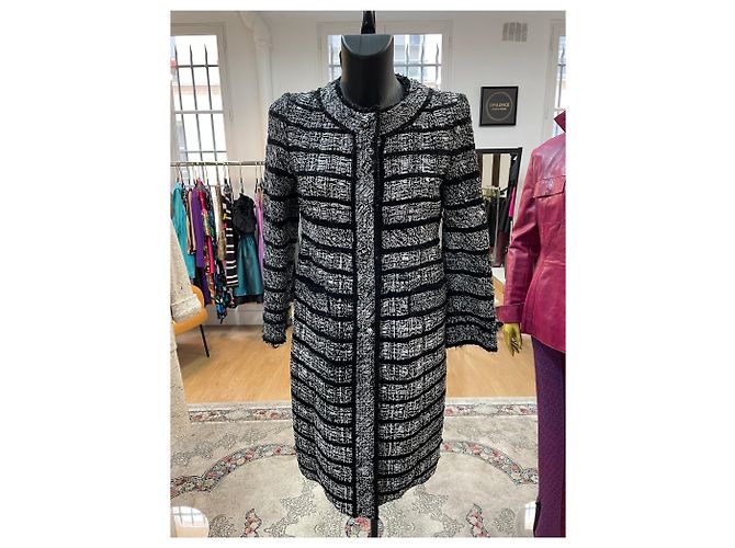 Marc Jacobs Schwarz-Weiß Tweed-Mantel Größe 4 Vintage Designerjacke - Ansicht 3