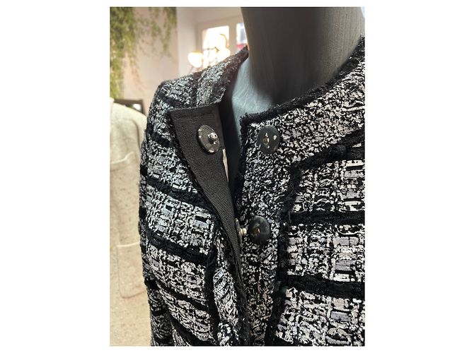 Marc Jacobs Schwarz-Weiß Tweed-Mantel Größe 4 Vintage Designerjacke - Ansicht 5