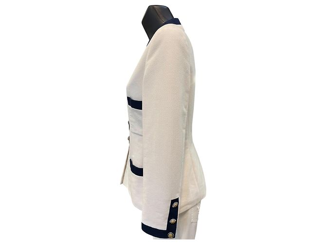 Giacca su misura Chanel bianca e blu - vista 2