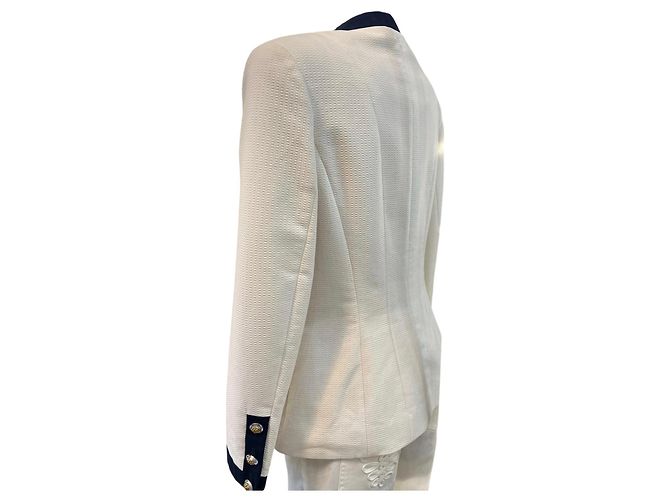 Giacca su misura Chanel bianca e blu - vista 4