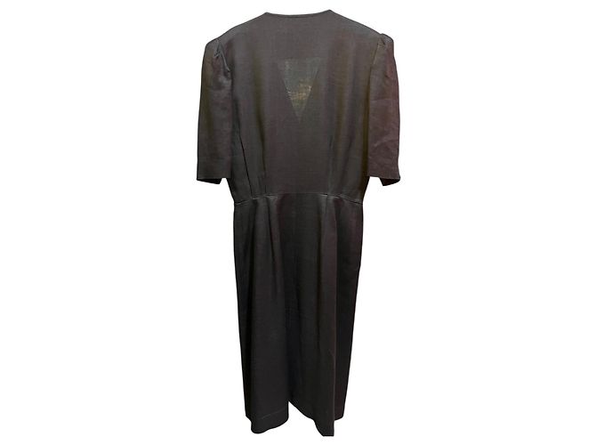 Vestido de lino negro Yves Saint Laurent - vista 3