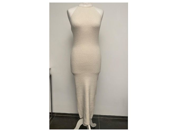 Helmut Lang Langes Rippstrickkleid mit Perlen Roh - Ansicht 6