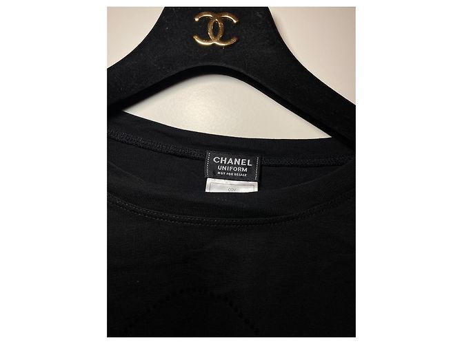 Chanel Long Sleeve Black T-Shirt with CC Signature Print - view 10