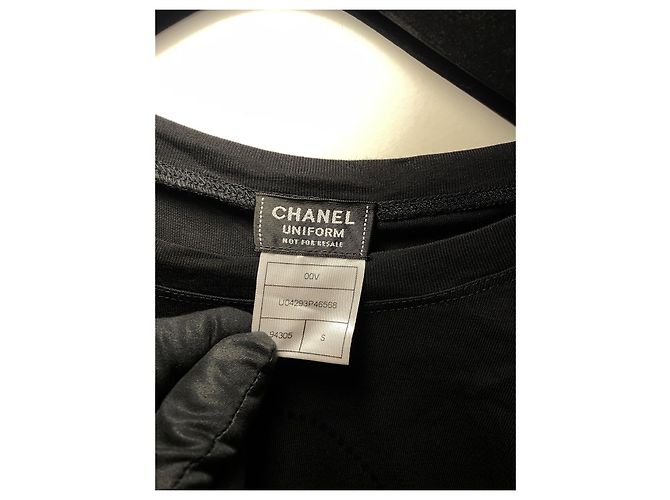 Chanel Long Sleeve Black T-Shirt with CC Signature Print - view 3