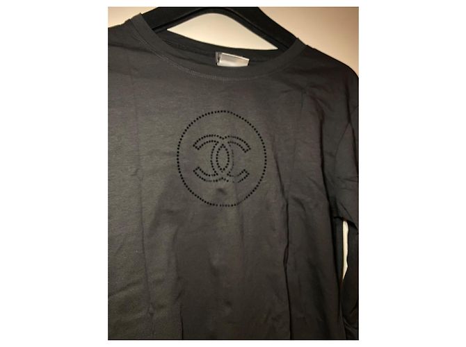 Chanel Long Sleeve Black T-Shirt with CC Signature Print - view 5