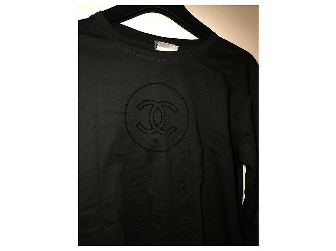 Chanel Long Sleeve Black T-Shirt with CC Signature Print - view 6