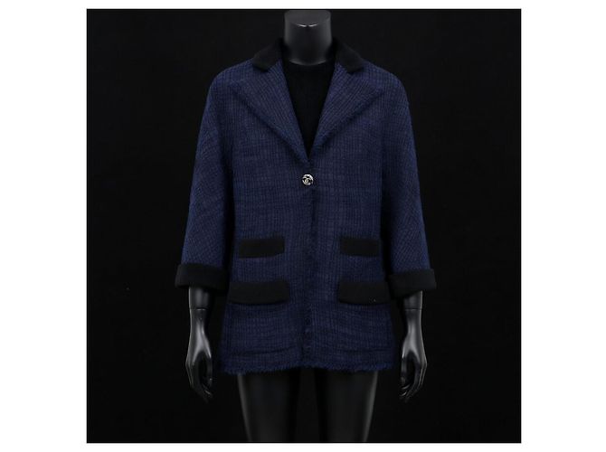 Unglaubliche Chanel Wolljacke von der Laufsteg Blau - Ansicht 2