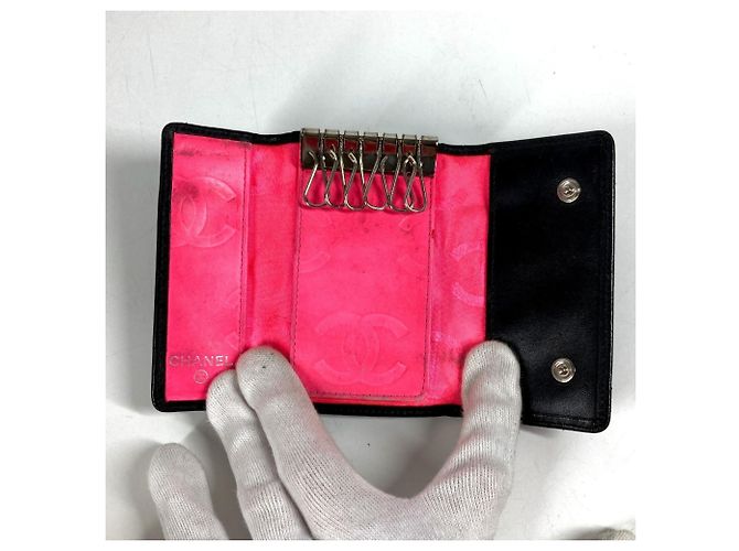 Chanel Cambon Line CC Coco Mark Leather Keycase Black - view 3