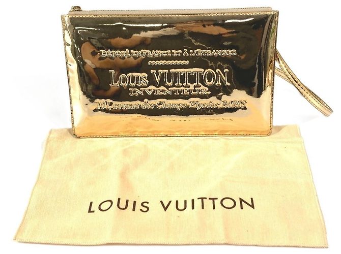 Pochette in pelle dorata Louis Vuitton D'oro - vista 11