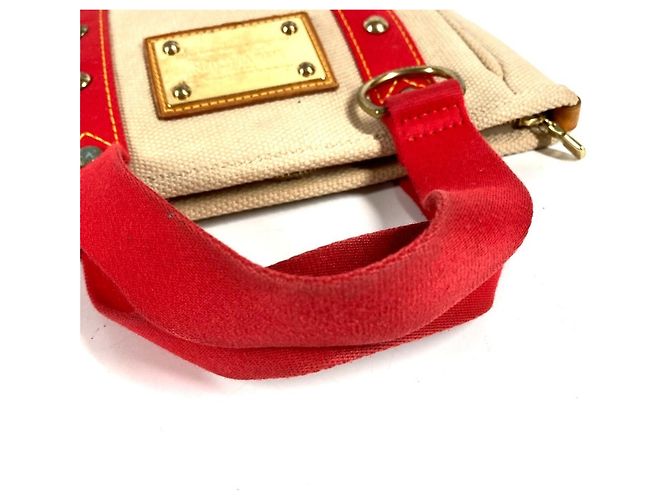Borsa Tote Louis Vuitton Antigua Cabas PM Rosso Beige - vista 10