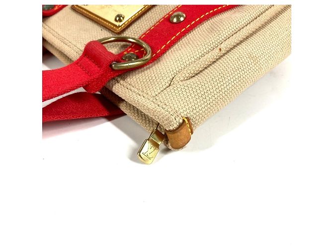 Borsa Tote Louis Vuitton Antigua Cabas PM Rosso Beige - vista 11